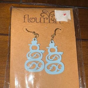 Enesco Flourish Light Blue Snowman Earrings